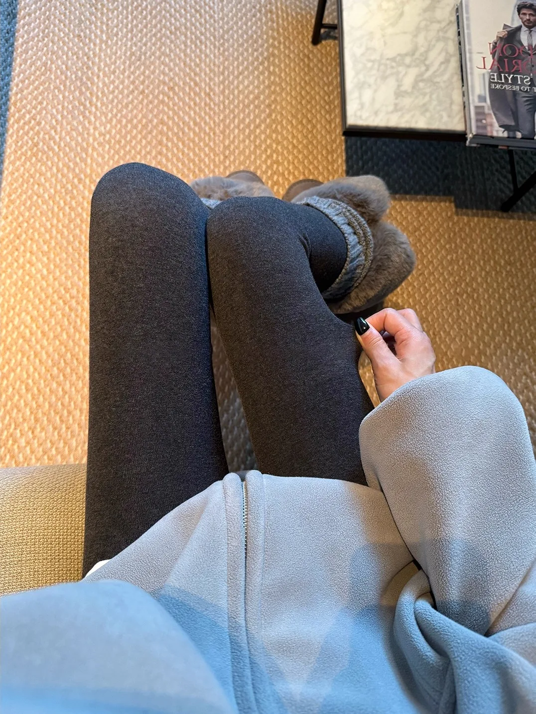 

Черные флисовые утепленные колготки с высокой талией для женщин, осенне-зимние, теплые леггинсы, серые чулки, эластичная талия, размер L