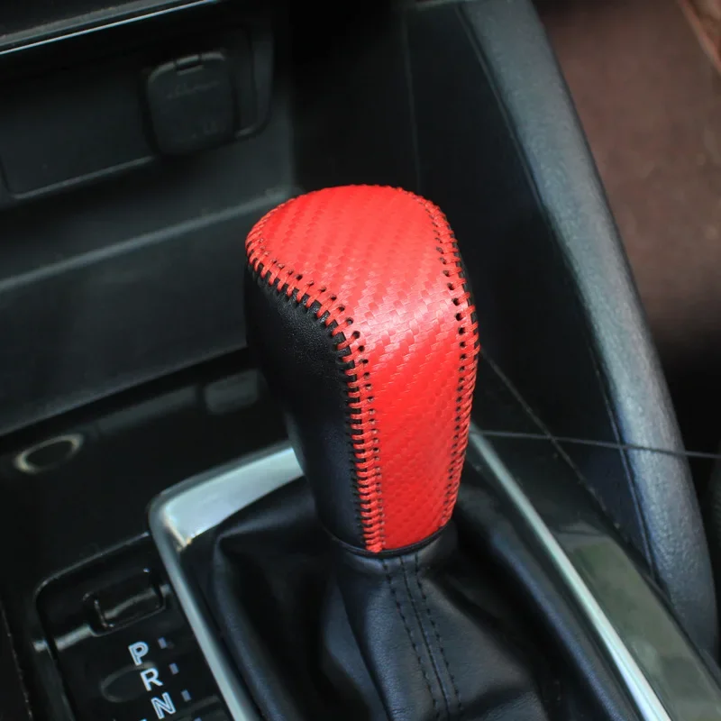 

Premium Carbon Fiber Look Gear Cover for Mazda Models - Leather Accent, Multi-Color Options