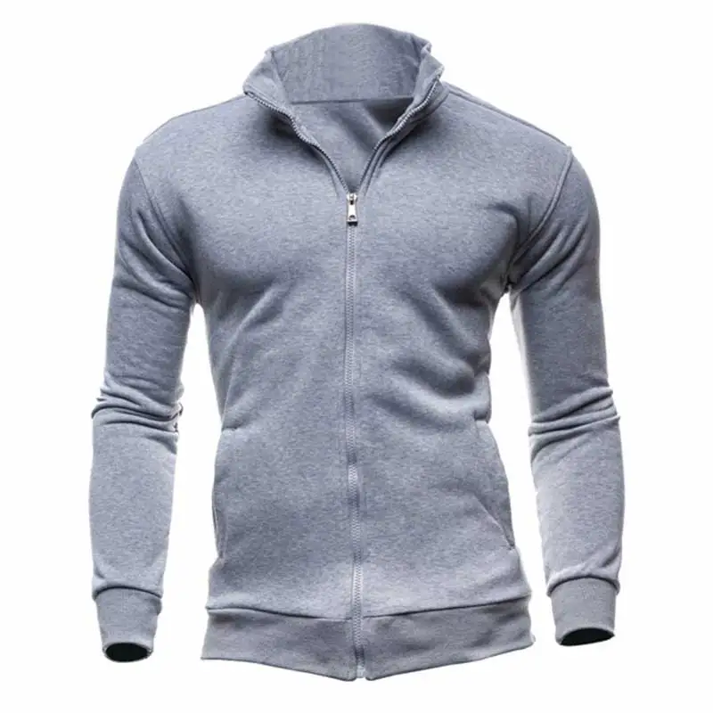 

Men's Sweatshirt Black Grey Blue Stand Collar Zipper Sportswear Male Long Sleeve Cardigan Clothes New Spring Men Jacket MY080