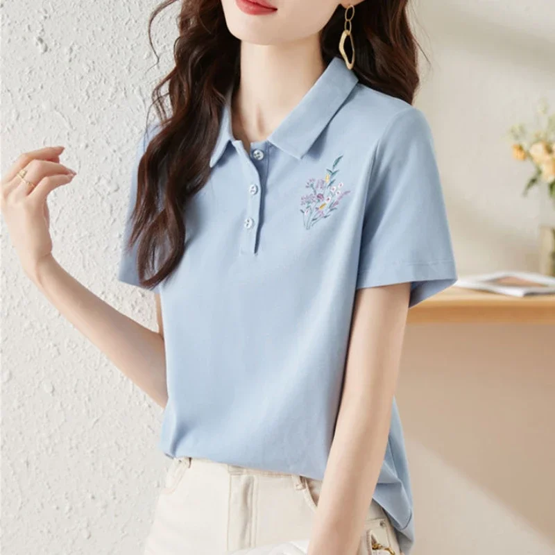 

Baggy Polo Neck T Shirt for Women Summer Outfit Woman Tshirt Women's Short Sleeve T-shirt Sale Clothing Female Y2k Clothes Cheap