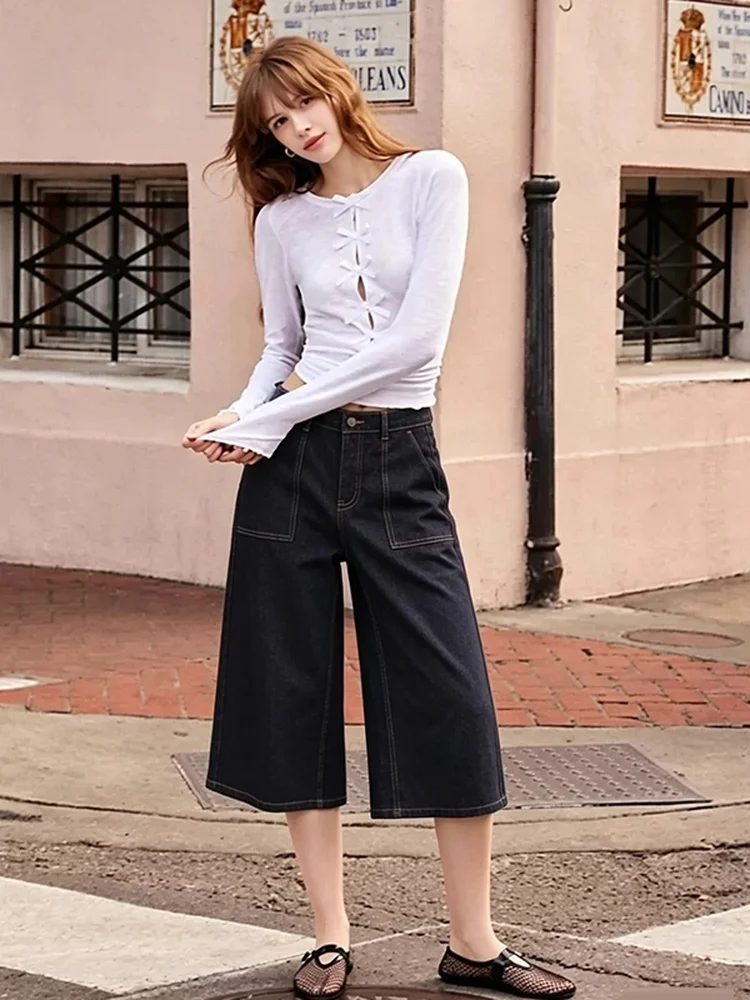 High Waist Wide Leg Denim Jeans Loose Fit Mixed Fiber No Stretch Summer New Women's Premium Jeans Cotton Blend Denim