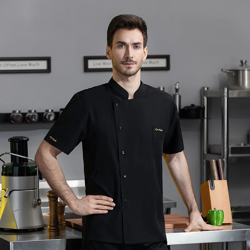 Chaqueta de Chef elástica para restaurante, uniforme de cocinero, servicio de comida, monos de cocina, pizzería, camisa de Asistente de Catering