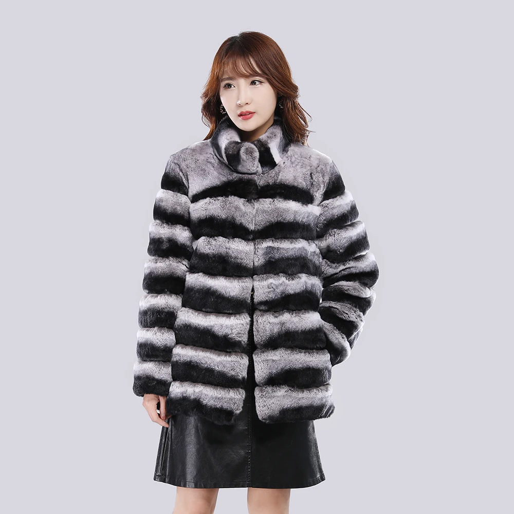 Hot Sale Winter Women Real Rex Rabbit Fur Coat Natural Warm Rabbit Fur Jacket Lady Fashion 100% Genuine Real Rabbit Outerwear