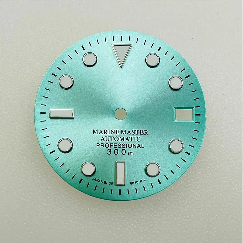 NH35 Dial 28,5 mm Reloj de buceo luminoso verde NH36/4R35/4R36 Accesorios de reloj literal con logo