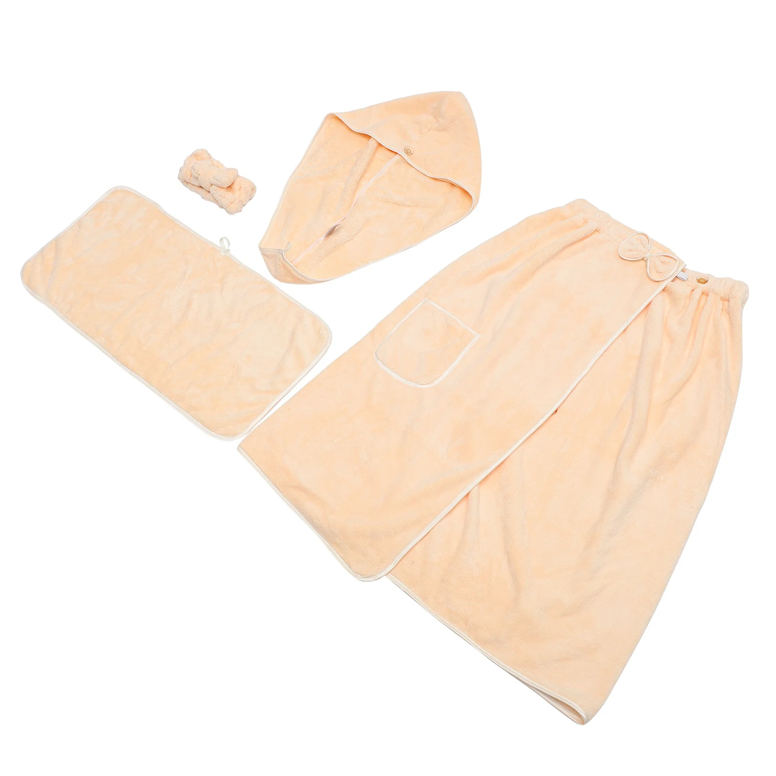 

UTHCLO Women's Bath Towel Set Wrap Robe Slippers Bath Hat Massage Pants Polyester White for Salon Home Spa