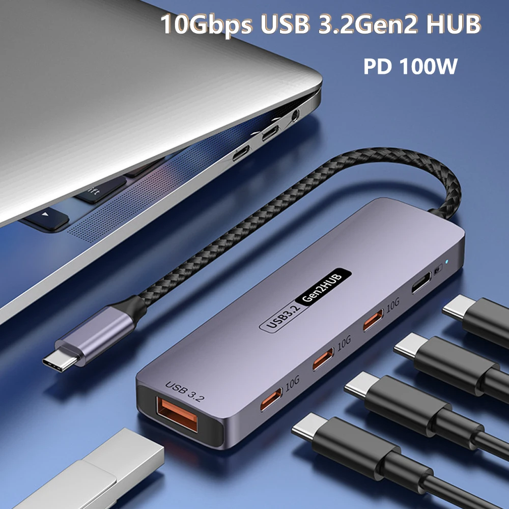 10Gbps USB C HUB USB3.2 Gen2 Splitter With PD Charging for Laptops Macbook Air Pro Lenovo Dell iPhone 15 Samsung S23 24 Huawei