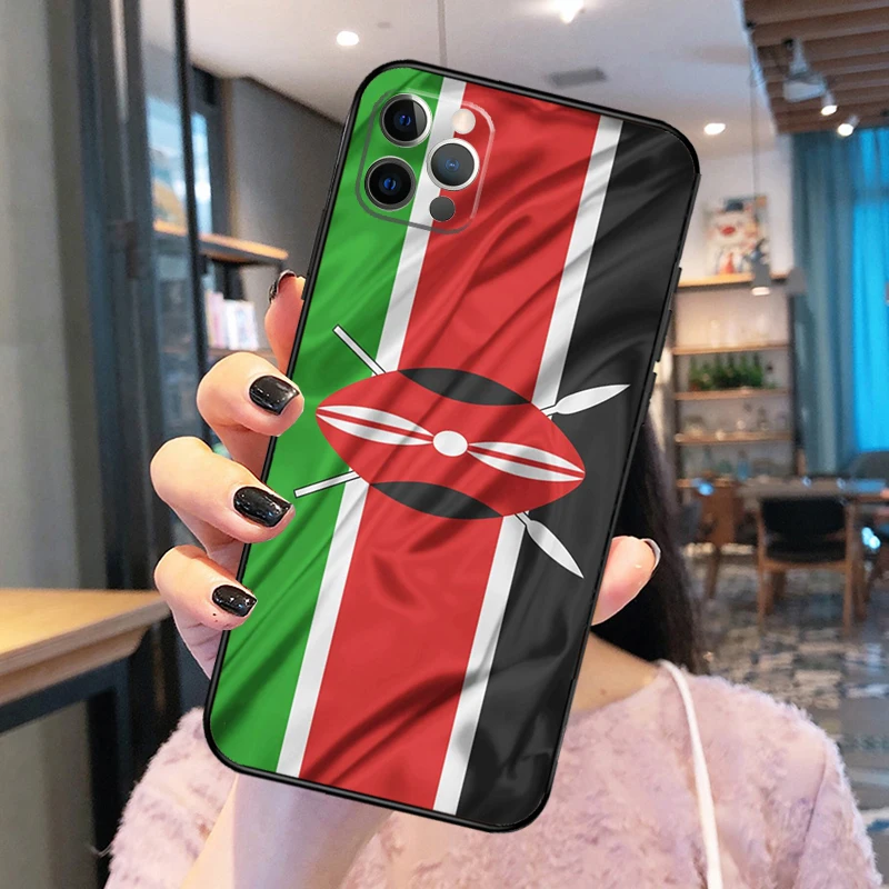 Kenya Flag Case For iPhone 14 15 16 12 11 13 Pro Max XS X XR Plus 13 12 Mini Back Cover Shell