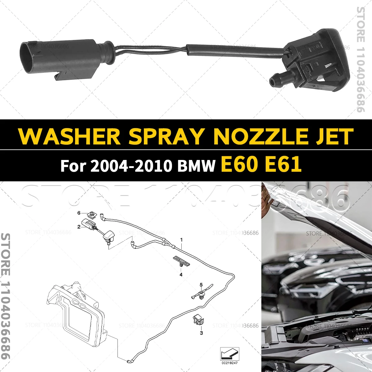 

Для 2004-2010 BMW 525i/528i/530i/535i/545i/550i/M5 E60 E61 Форсунка омывателя лобового стекла 61667046060