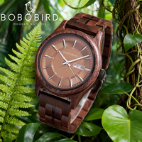 Custom LOGO Wood Watch Fashion Chronograph Quartz Sports Wristwatch Clock BOBO BIRD Walnut Wooden Watches for Men Dropshipping
