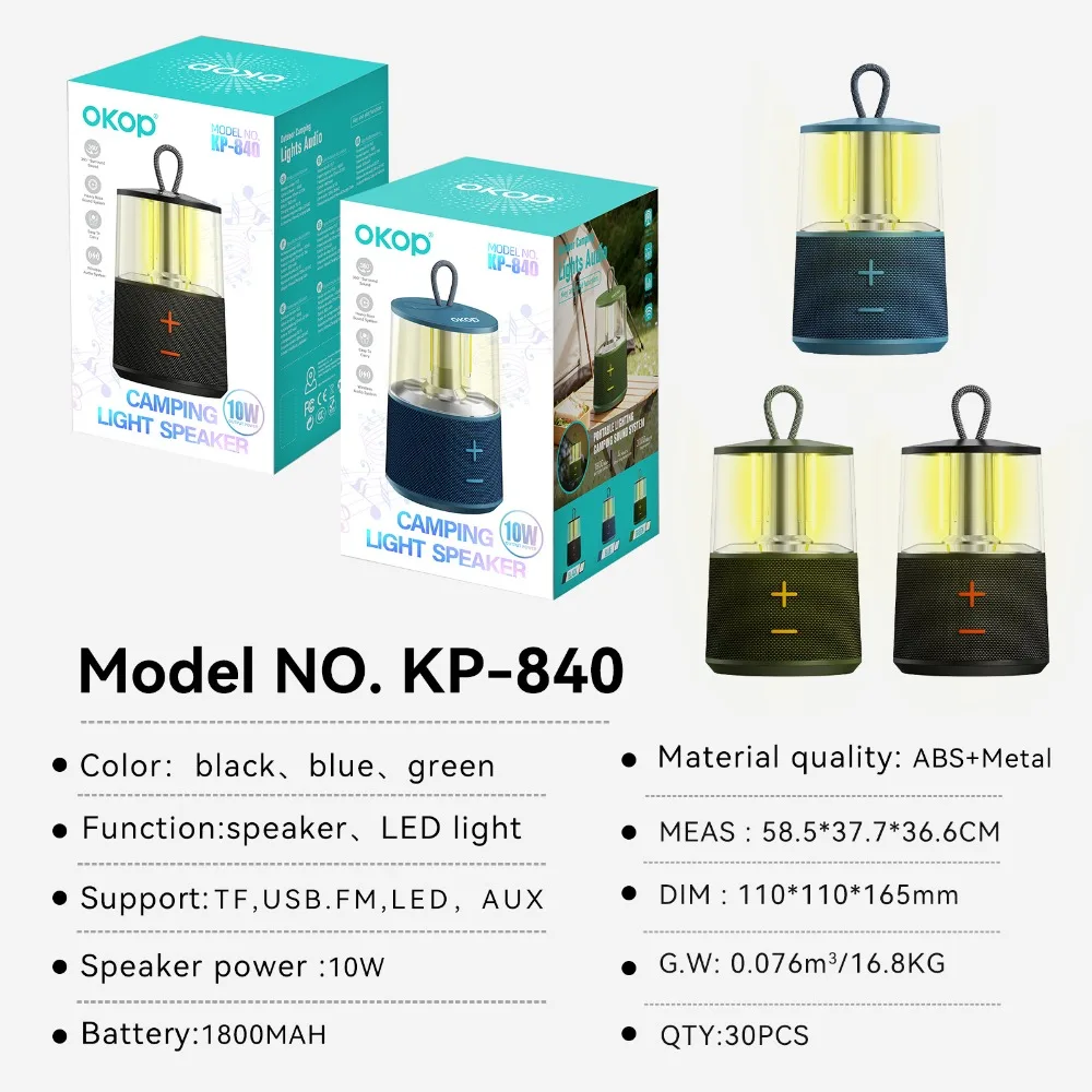 OKOP سمّاعات بلوتوث، مكبر صوت خارجي، ضوء التخييم، مكبرات صوت بلوتوث، مضخم صوت، سطح المكتب المنزلي مصباح مكتبي LED متعدد الوظائف #6