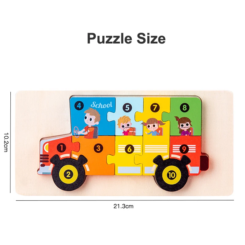 Montessori Wooden Puzzle Cartoon Animal Quality Thicken 3D Jigsaw Puzzle Educational Toys for Children Toddlers 2 3 4 5 Years