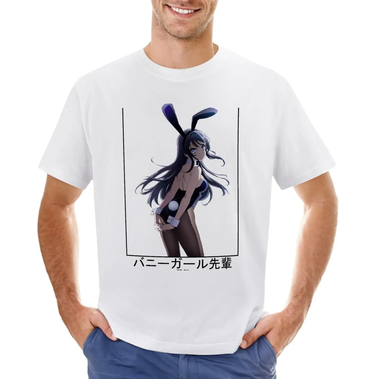 T-shirt Senpai Bunny Girl para homem, nova edição para menino, Mai Sakurajima