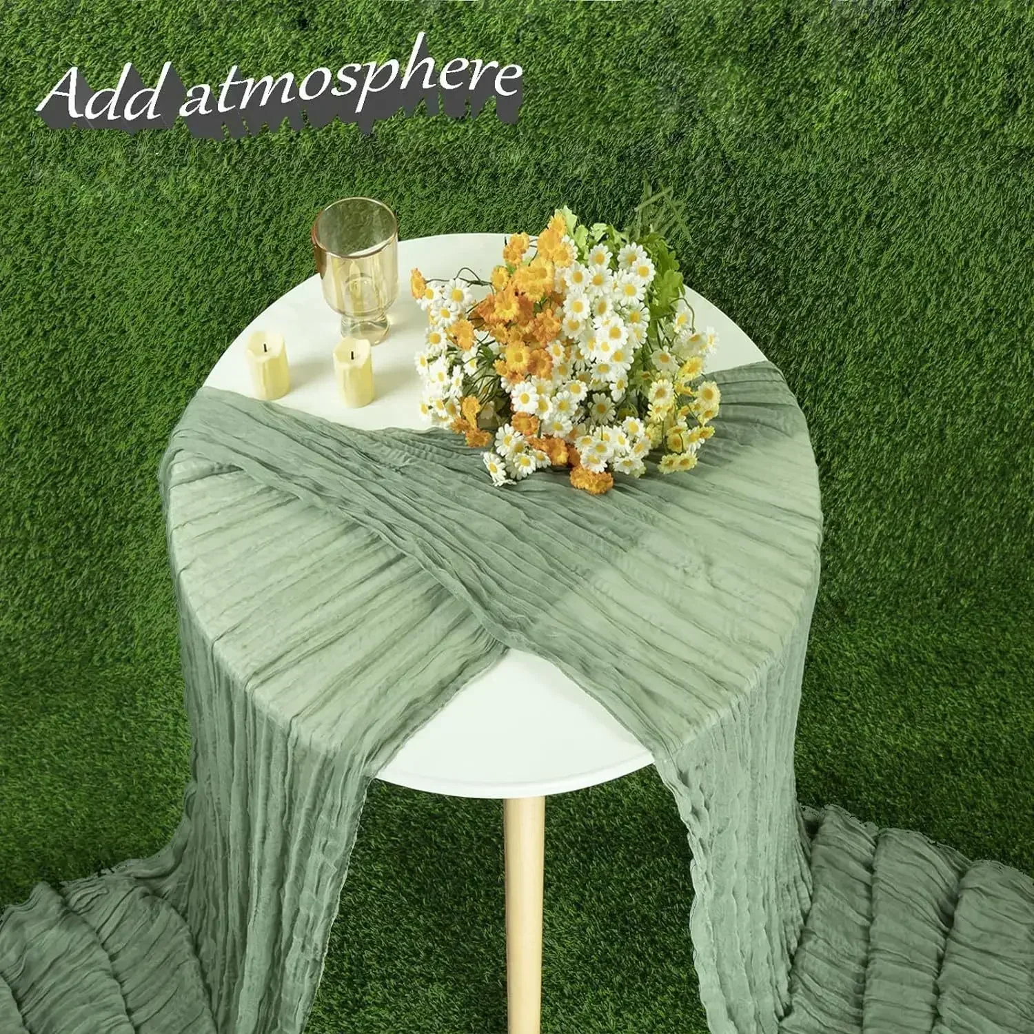 مفرش طاولة من القماش القطني بوهو لحفلات الزفاف/ديكور عيد الأم، غطاء طاولة طعام شاش رومانسي لديكور المنزل وحفلات أعياد الميلاد #2