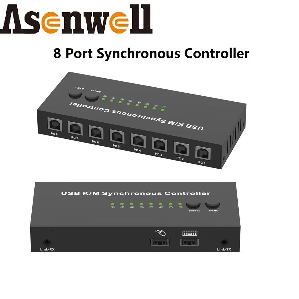 8 Port USB Synchronous Controller Adapter 8x1 USB2.0 Male Connector Repeater For Games Keyboard Mouse KVM Splitter Extender