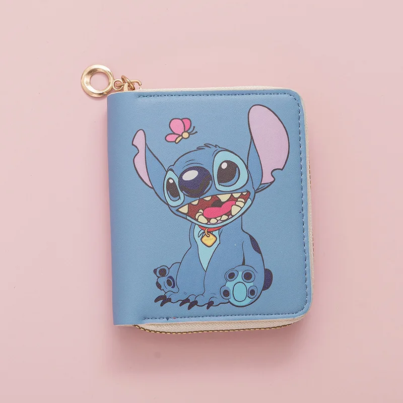 Stitch Wallet Short Zipper Print Student Cartoon Mini Wallet Coin Purse Card Holder Birthday Present Anime Figure  Disney