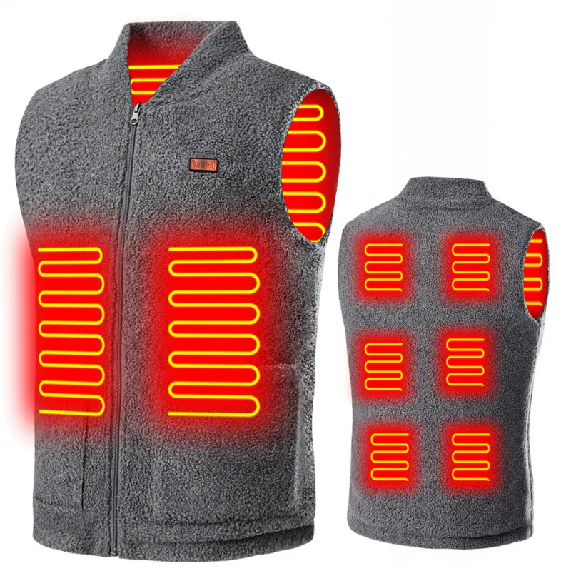 

New USB Charging Vest Plush Integrated Casual Warm Waistcoat Smart Electric Heating Clothing Winter Thermal Wear