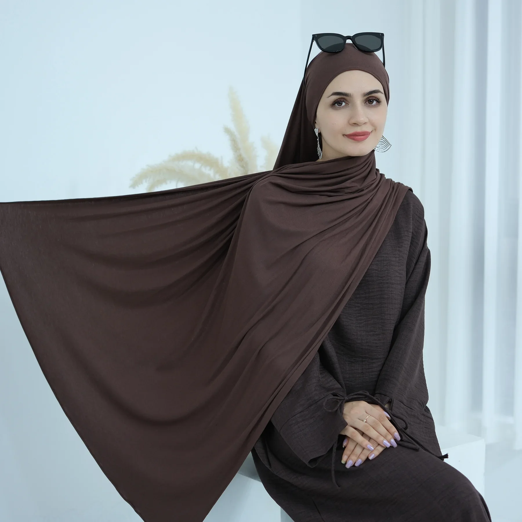 

Modal Jersey Hijab Scarf for Women Stretch Shawl Plain Muslim Headband Solid Color Long Muffler Headband Bufanda Wrap 180*80cm