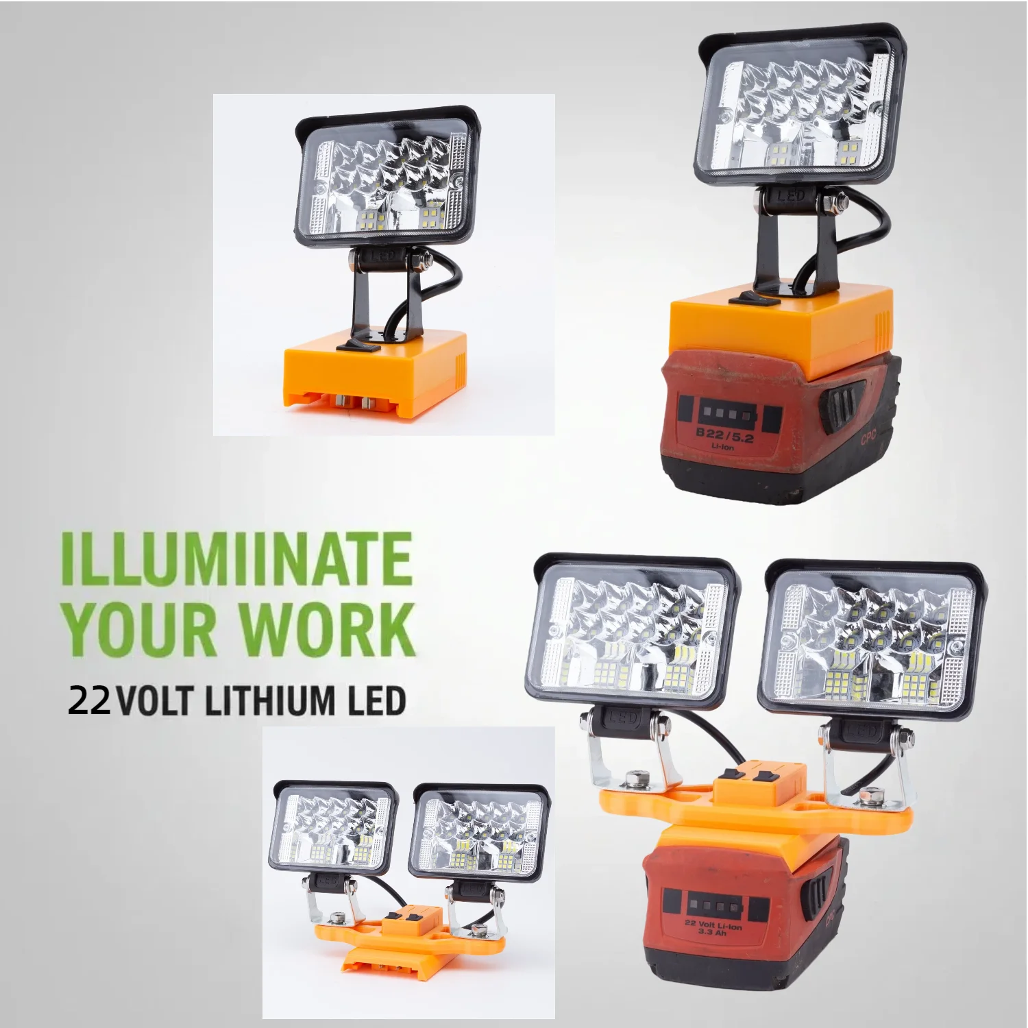 LED Work Light for Hilti 22V B22 CPC Li-ion Battery Used for Outdoor Camping, Fishing Equipment Maintenance Lighting Fixtures