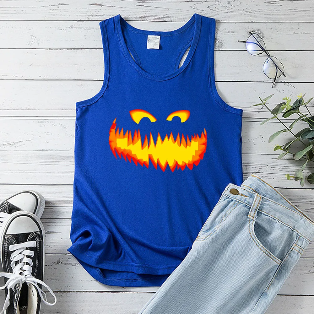 Seeyoushy Demon Smile Print Fun Printed Women's Top Summer Trend Women's Tank Top Y2K Aesthetic Clothing Hurdle Vest Top Mujer