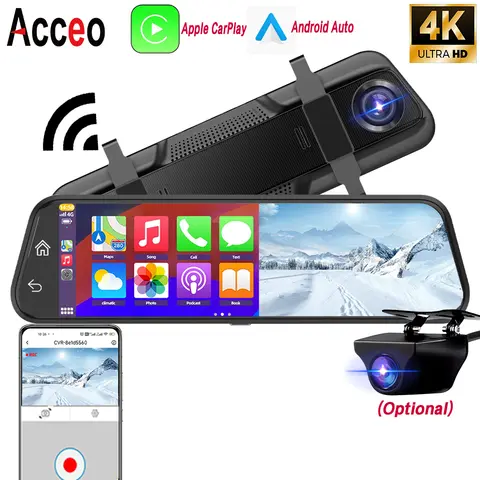 12 인치 대시 카메라 초고화질 4K 운전 레코더 백미러 카메라 야간 투시경 지원 GPS 네비게이션