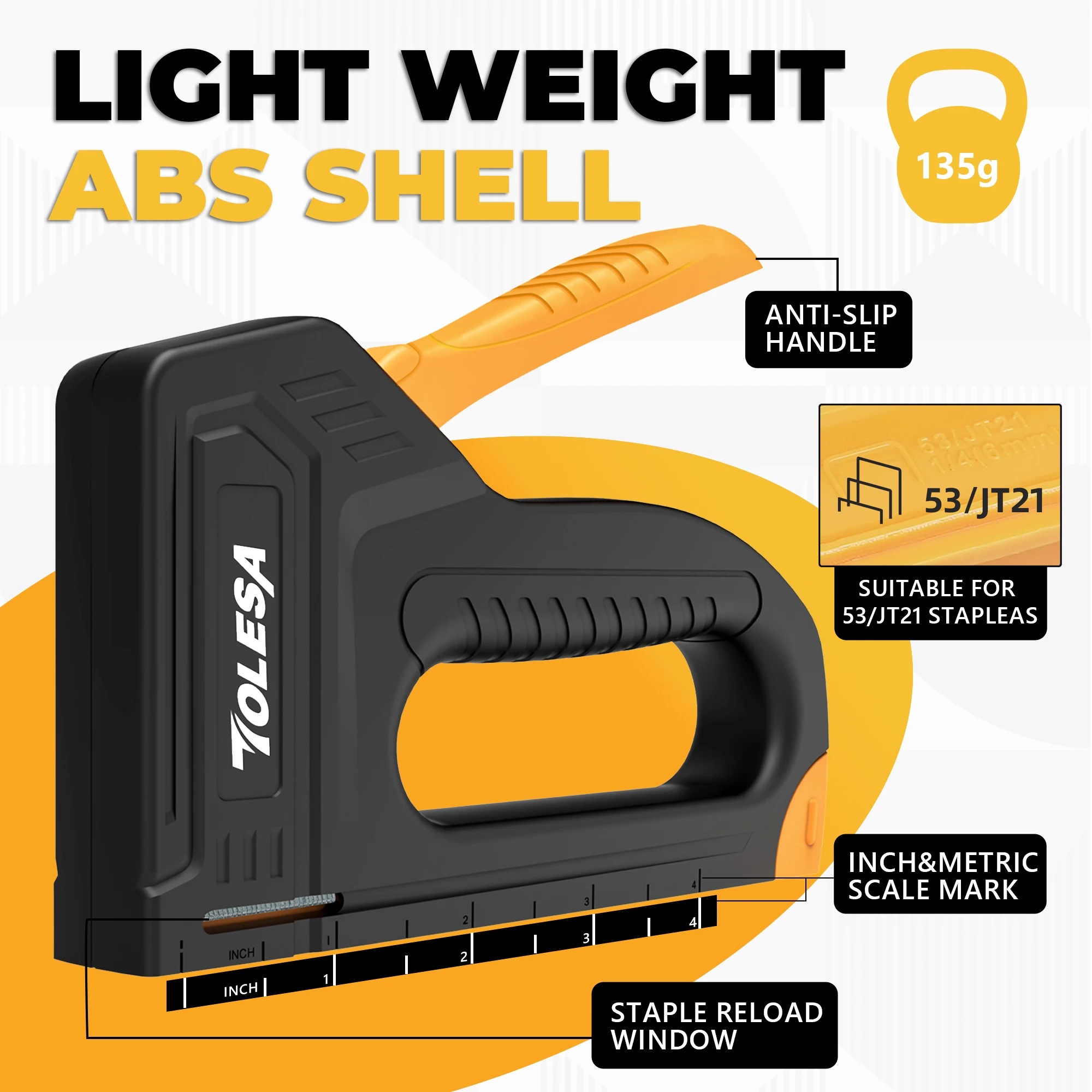 TOLESA Staple Guns for Wood Light Duty Home Use Manual Staplers Upholstery Nail Gun with 1200 Staples Home Decor Carpentry Tools
