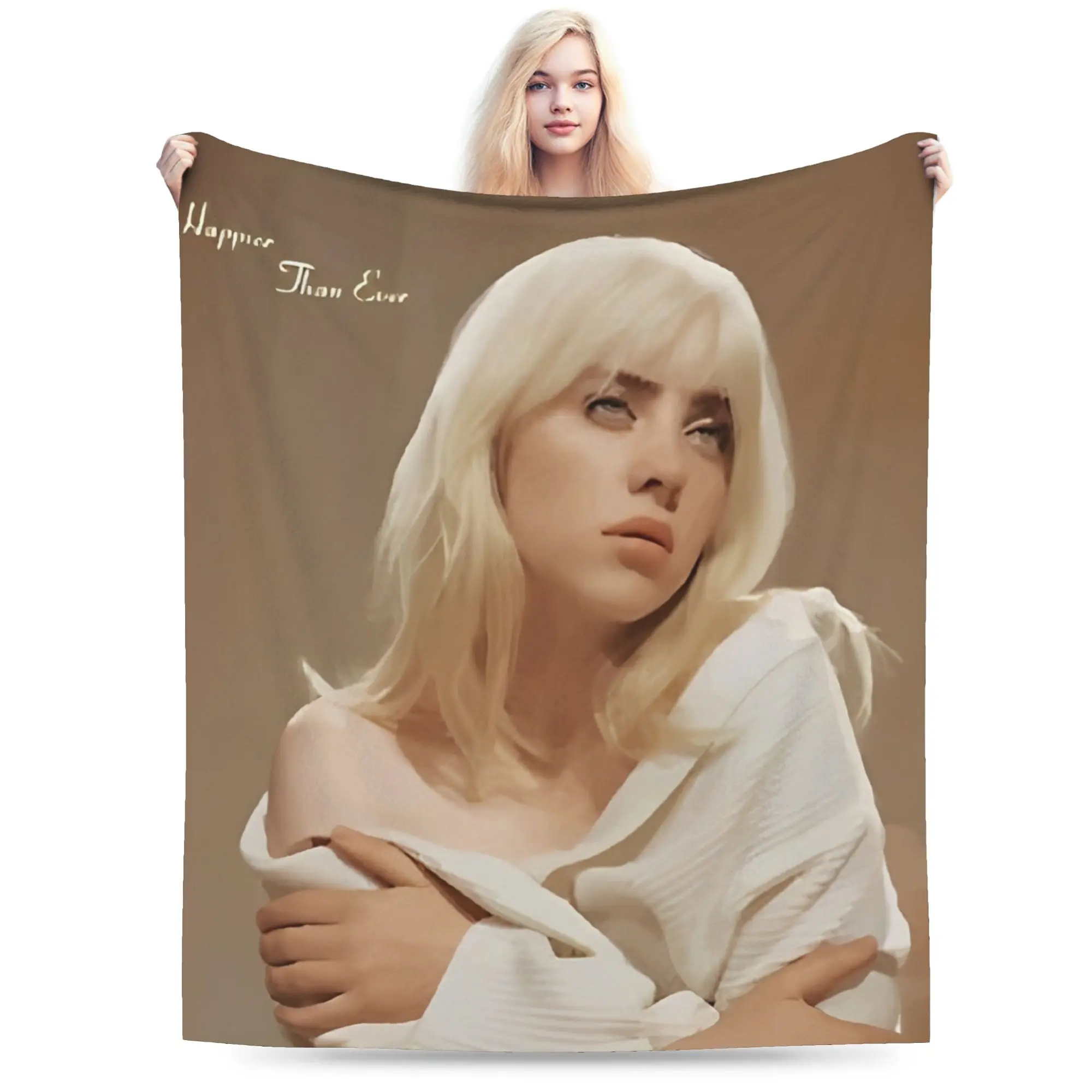 Funny B-Billies E-Eilishing hit me hard and soft  Blankets Soft Fleece  Cozy Throw Blanket Machine Washable