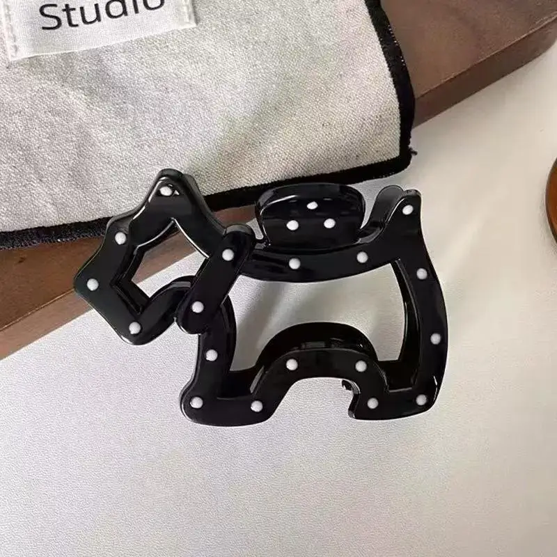 Kleine Haarspange für Hunde, gepunktete Hunde-Klauenklammer, Haarspange für hohe Pferdeschwänze, hochwertige Haifischklammer für Damen, Haar-Accessoire, Kopfschmuck – Detail 10
