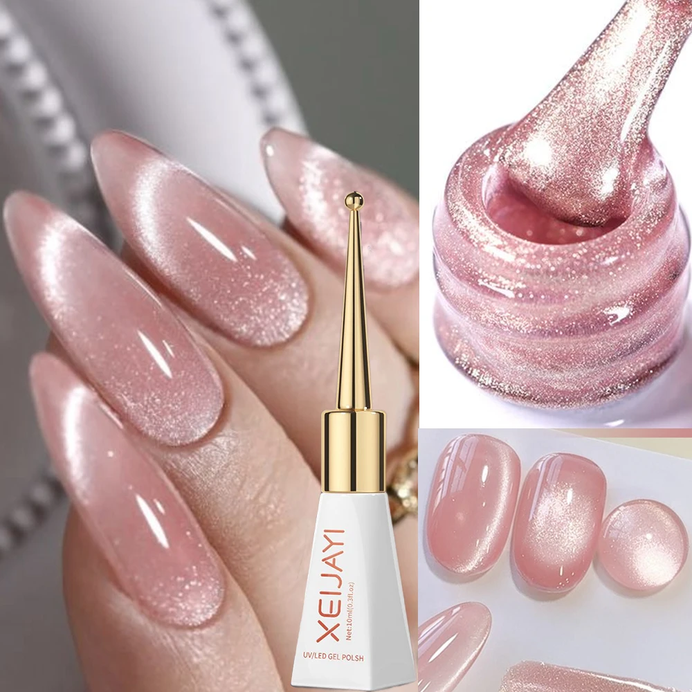 

XEIJAYI 10ml Girly Pink Cat Magnetic Gel Nail Polish Nude Pink Silver Light Semi Permanent UV Gel Varnish Soak Off Nail Supplies