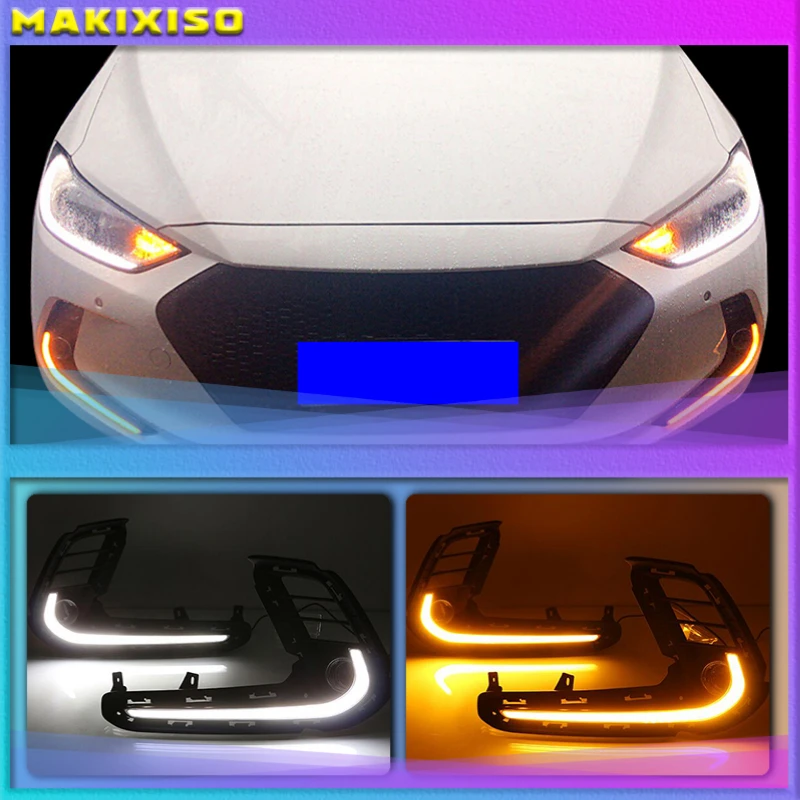 

1Set 12V ABS Daytime Running Light Daylights DRL For Hyundai Elantra 2016 2017 2018 With Turn Yellow Signal Lights AUTO