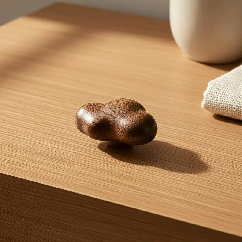 Cloud Shape Solid Wood Cabinet Handle Lightweight Single Hole Drawer Pull Walnut Beech for Bedroom Closet Drawer Furniture Upgr
