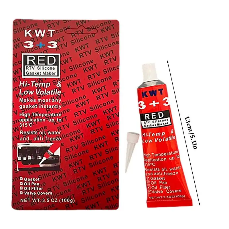 Sellador de silicona de alta temperatura, fabricante de juntas de motor rojo impermeable, pegamento de reparación de juntas de 100g, sellador