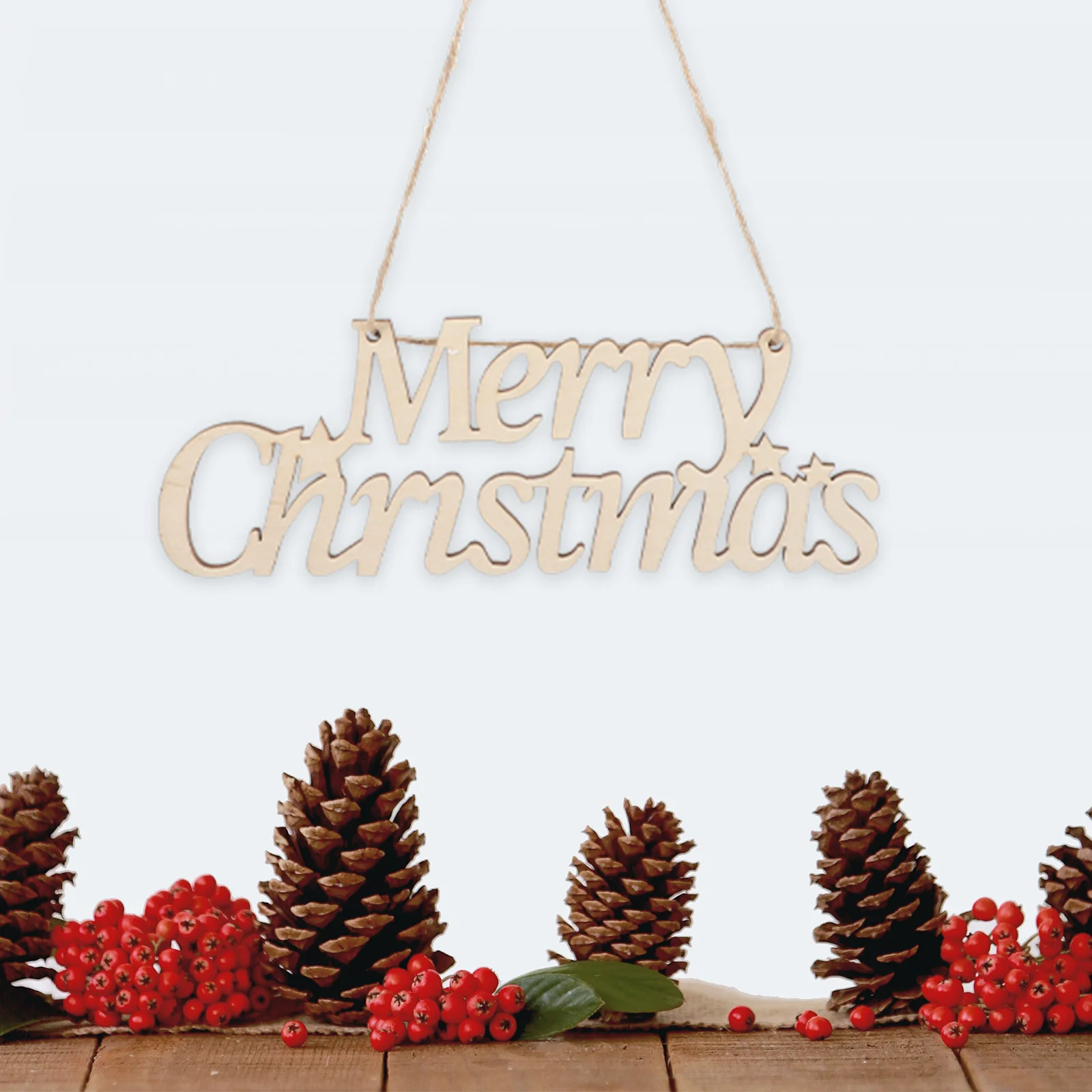 

2 Pcs Merry Christmas Hanging Pendant Ornaments Decorations Door Sign Emblems Xmas Front Outdoor Home