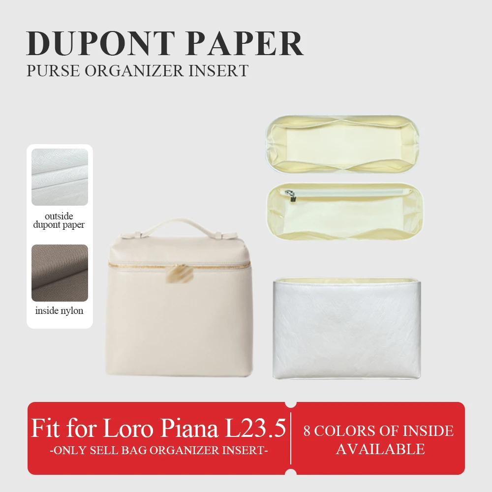 

Dupont Paper Purse Organizer Insert Fit for Loro Piana 23.5 Backpack Slim Inside Storage Bag Inner Zipper Liner Bag In Bag