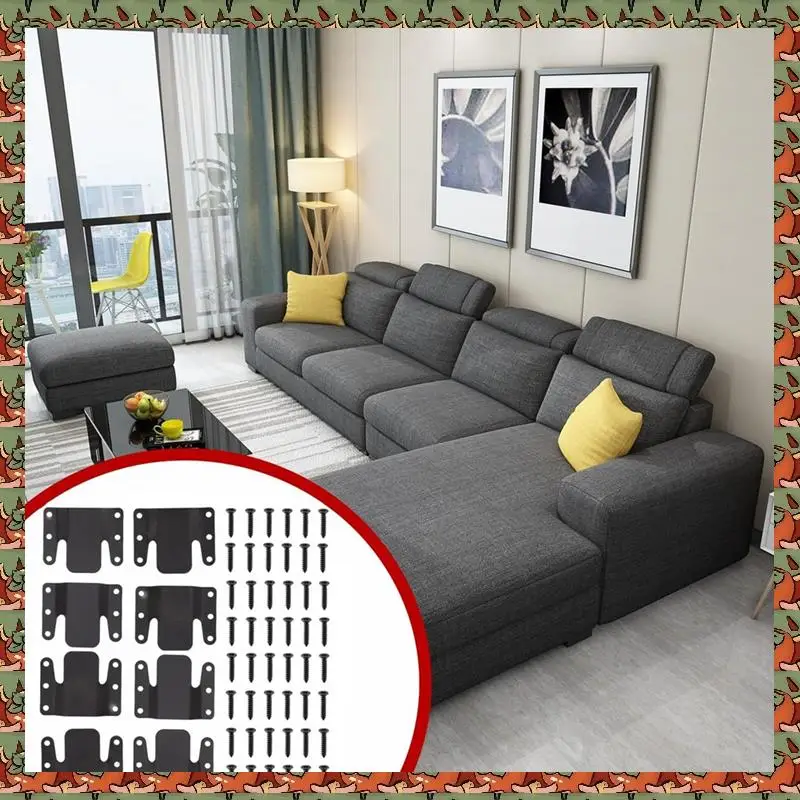 

ABLQ Universal Sectional Sofa Interlocking, 8 Pieces Couch Clips Sofa Connectors Bracket Furniture Connectors With Screws