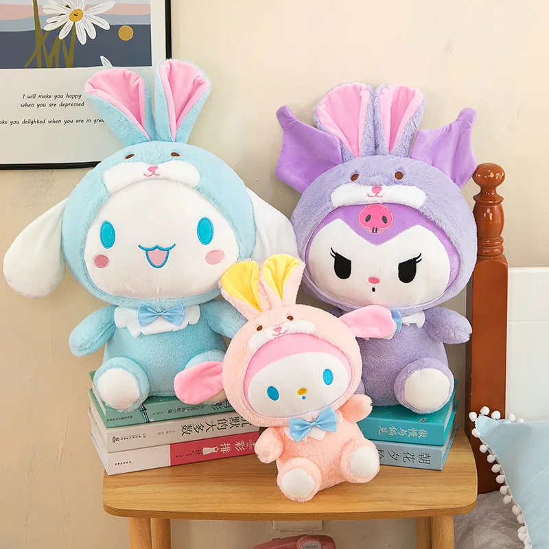 40-80cm Sanrio Kuromi Hello Kitty My Melody Cinnamoroll Cross Dressing Pillow Plush Doll Cartoon Collection Customized Gift