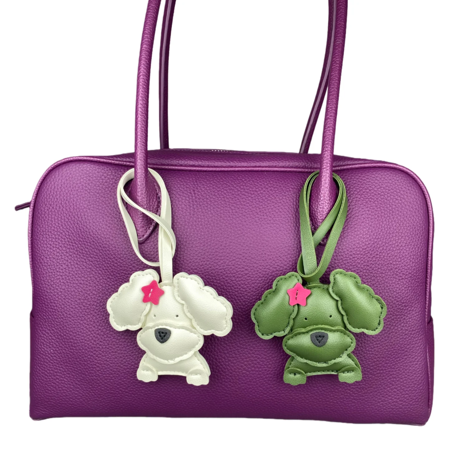 3D-Plüsch-Anhänger mit Pudel-Hundetasche – hergestellt aus robustem PU-Leder mit einer Stern-Haarspange, gut genäht und vollständig gefüllt, Geschenk – Detail 4