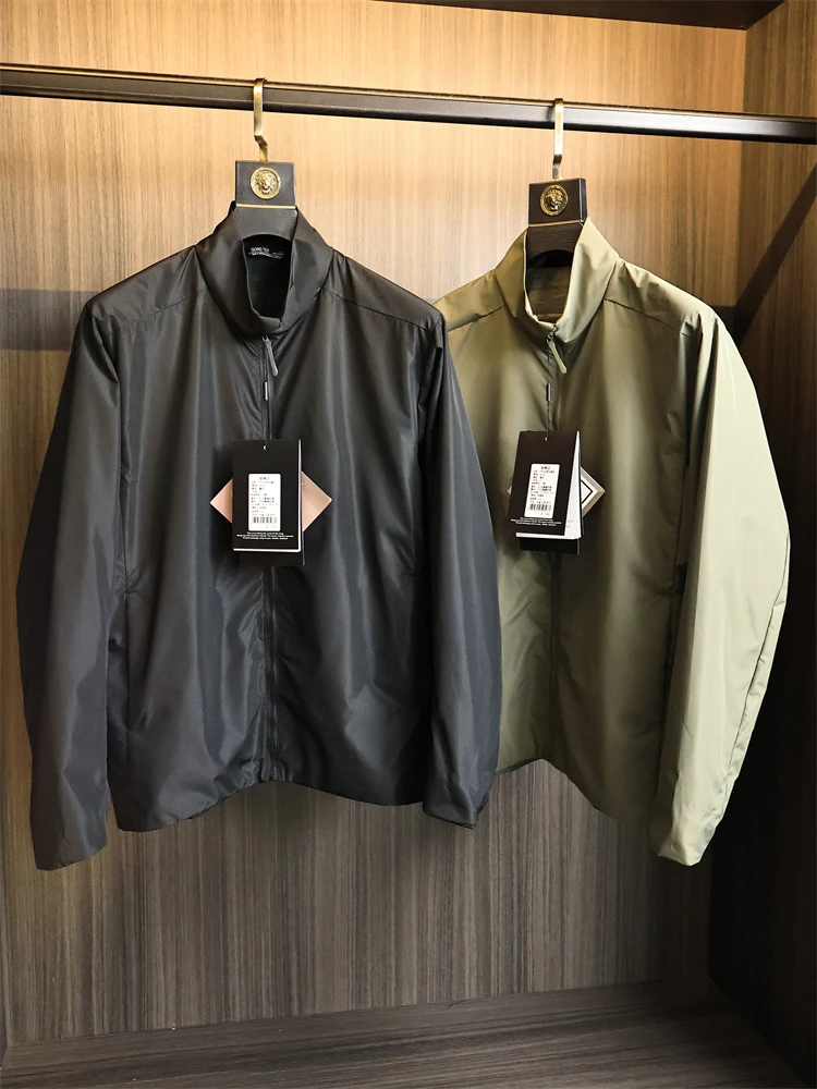 

50D легкая саржевая куртка для мужчин, ветрозащитное водонепроницаемое свободное пальто с воротником-стойкой для спорта на открытом воздухе, модное осеннее пальто