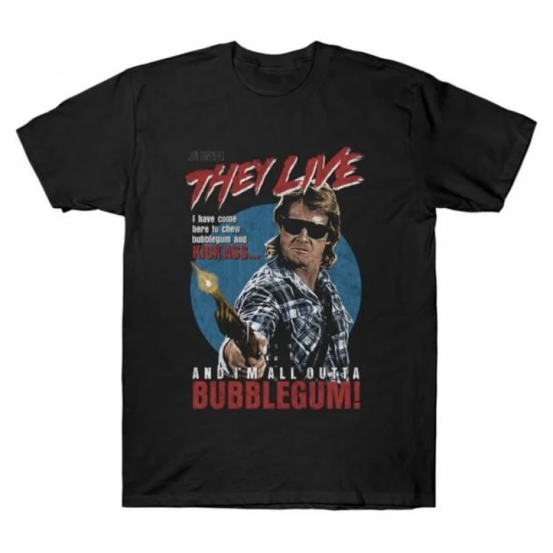 

0529 Retro Sic-Fi They Live Gift T Shirt John Carpenter Vintage Horror movie Alien film Graphic clothes US Size Tee S-6XL