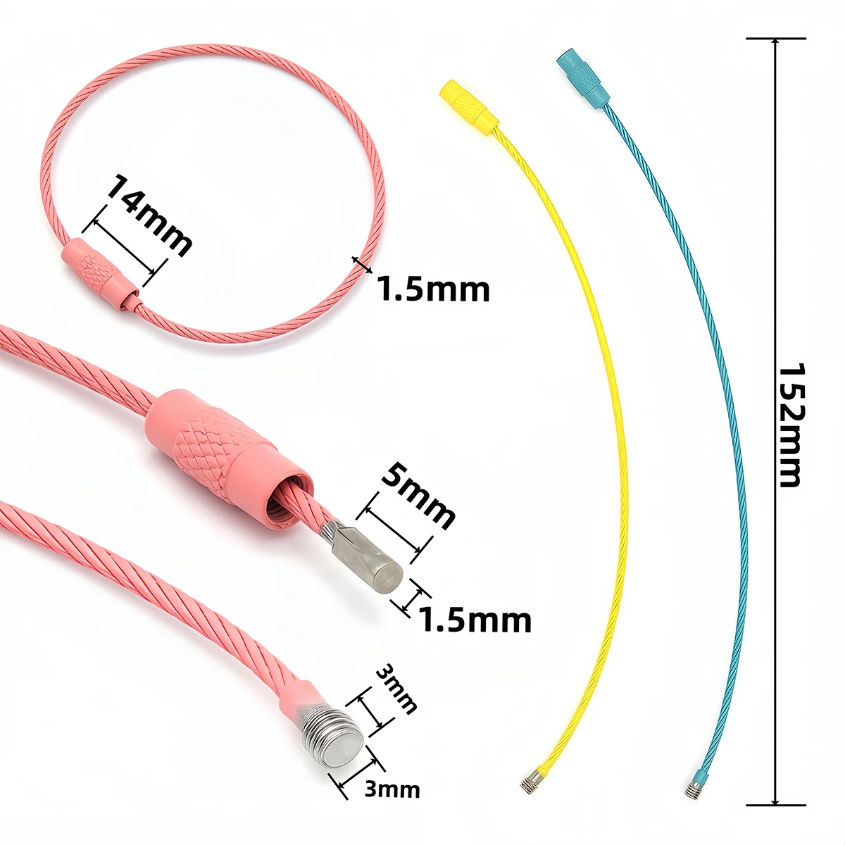 5/10 Stück Edelstahl Schlüsselanhänger Ring Kabel Schlüsselring Drahtseil Schlaufe Outdoor Camping Gepäckanhänger Schraubverschluss Gadget – Detail 3