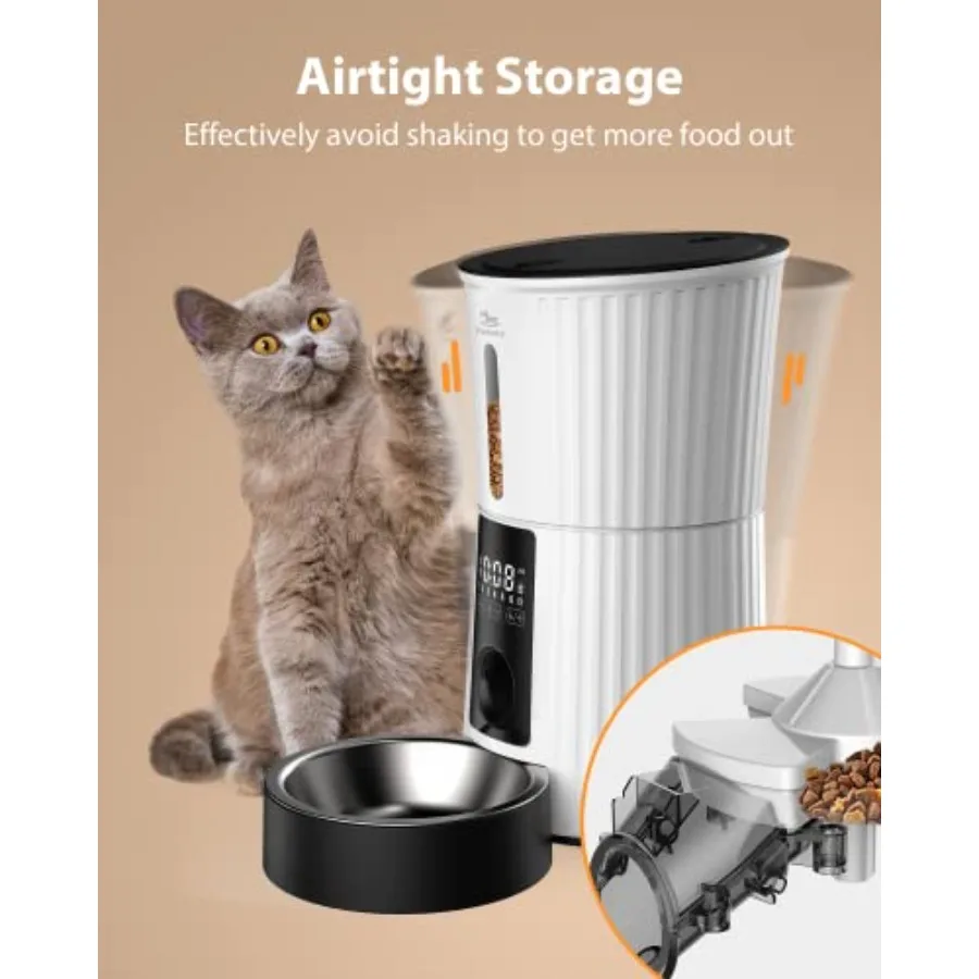 【Spot goods】Timed Automatic Cat Feeders - 4L Programable Dry Food Dispenser for Cats and Small Medium Dogs 6 Meals with Desicca view 3