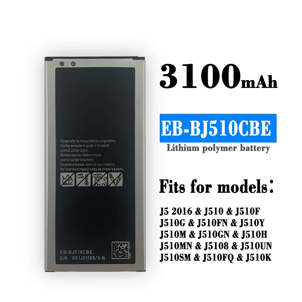 

Сменный аккумулятор EB-BJ510CBE для Samsung J5 J510 J510MN J510F J5108 J5l0UN J5l0SM J5l0FQ J5l0K, аккумуляторы для мобильных телефонов