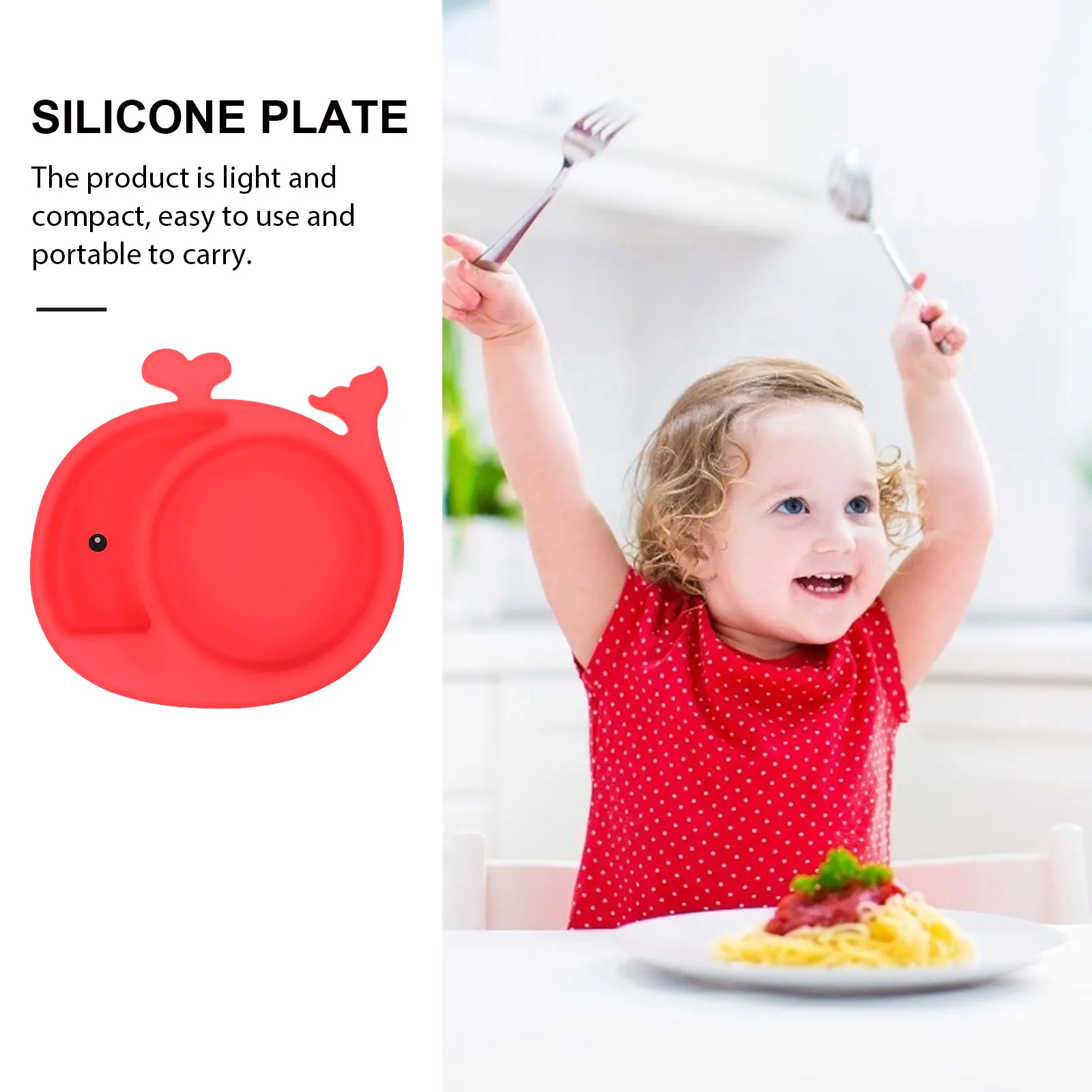 

Silicone Baby Plate Dishes Divided Dinnerware Set Children Silica Gel Non Slip Clean Portable Dining