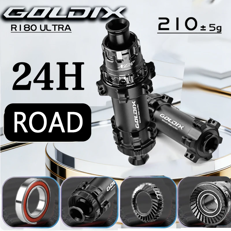 

GOLDIX R180 Ultra 24-hole Road Hub Ratchet 30T Straight Pull Center Lock Ultralight Front 12x100 Rear 142x12 HG XDR Bike Cube