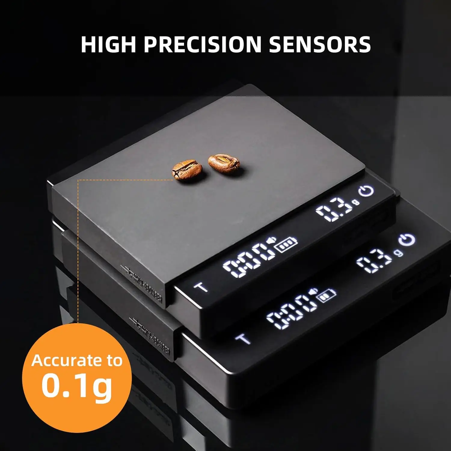 ميزان قهوة صغير مع مؤقت، ميزان إسبريسو قابل لإعادة الشحن مع مستشعر الجاذبية، 2 كجم/0.1 جرام مقياس دقيق للإسبريسو #2