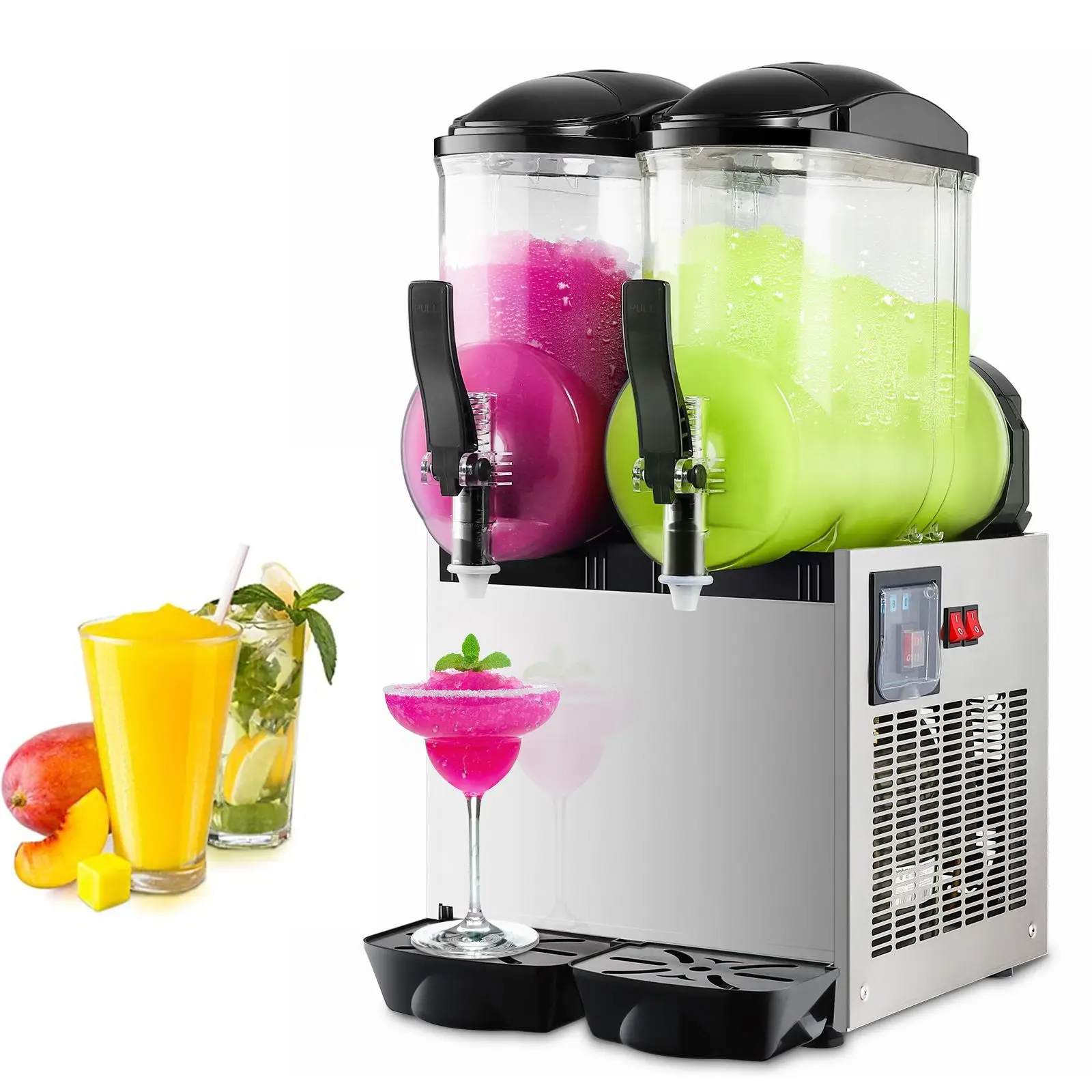 Commercial Slushy Machine 24L 2 Tank Frozen Drink Machine 1050W Stainless Steel Margarita Wine Slush Smoothies Maker intelligent water purifier household direct drink heating installation free that is heating ro one machine reverse osmosis smart