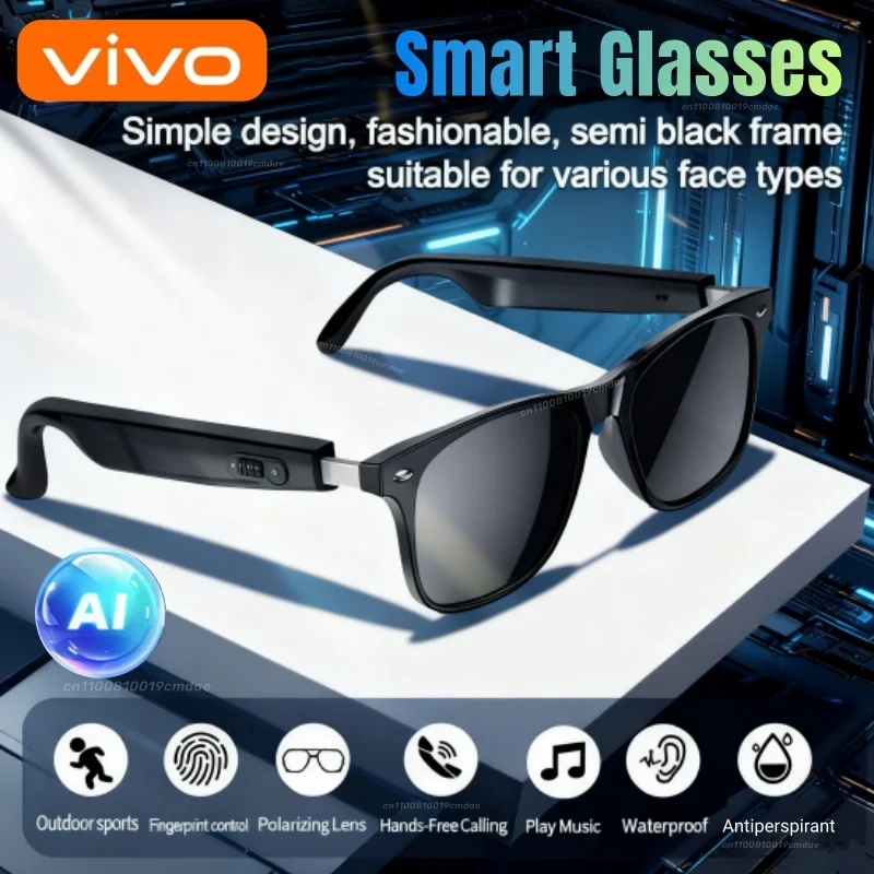 VIVO 스마트 안경 블루투스5.3 지능형 음악 인터랙티브 야외 스포츠 헤드폰 HIFI 블랙 테크놀로지 스마트 음악 재생