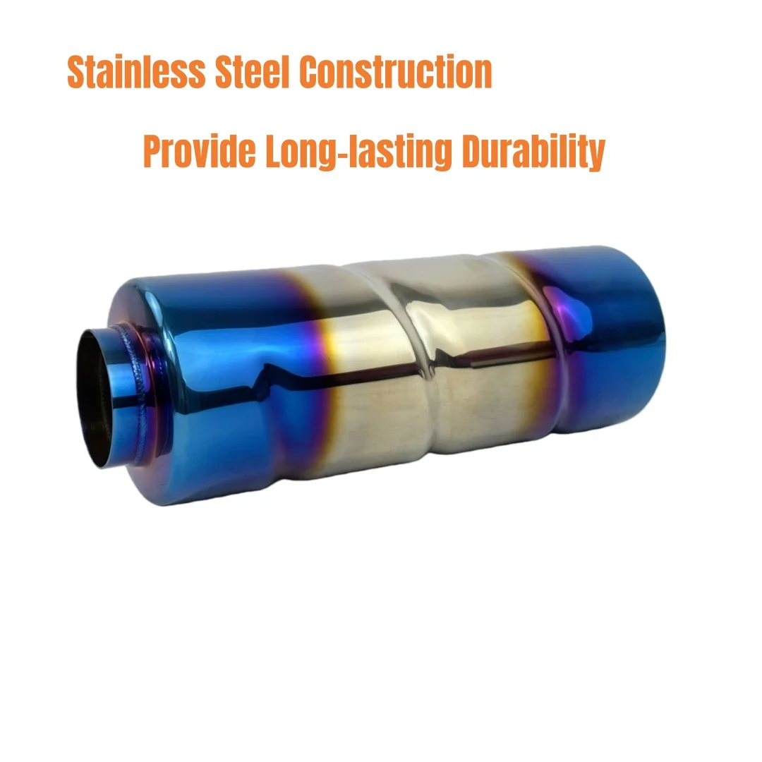Universal Glasspack Muffler Exhaust Pipe Performance Resonator Loud Tip 2' 2.25' 2.5' Inlet for Car - Loud Exhaust Sound