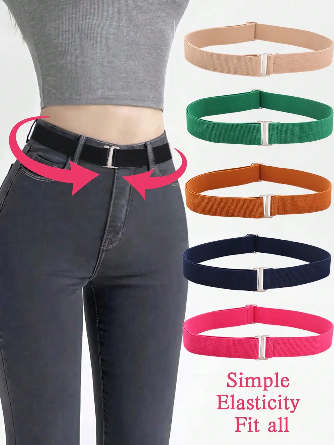 1pc Women\'s Elastic Comfortable & Adjustable One-Size Anti-Slip Pants Belt, Fits Most