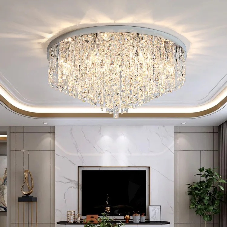 Light luxury crystal light circular ceiling light modern minimalist master bedroom room LED lighting fixtures