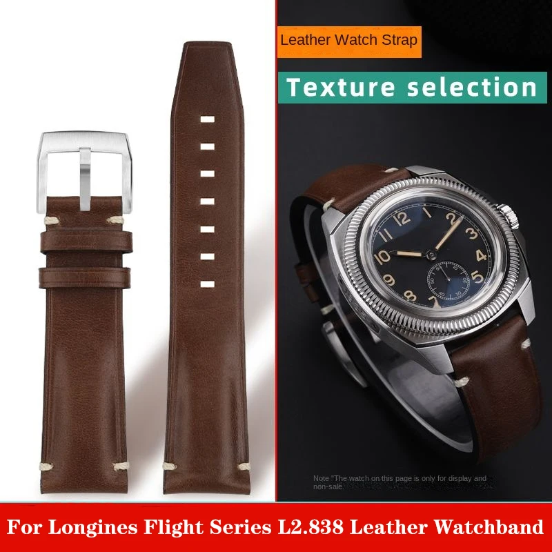 

Ремешок для часов Longines Flying series L2.838 мужской, кожаный сменный водонепроницаемый браслет-цепочка для часов, коричневый 22 мм